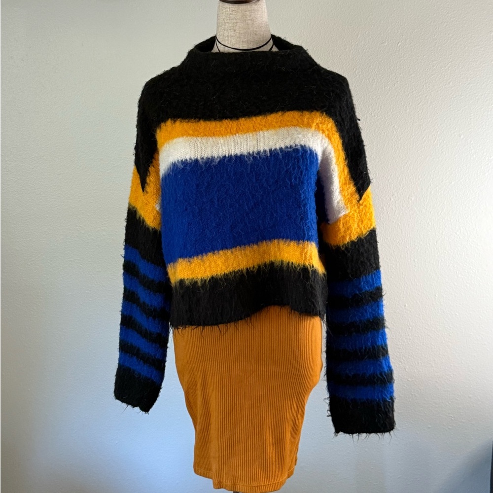 Abound Black, Blue, Yellow, and White Striped Sweater